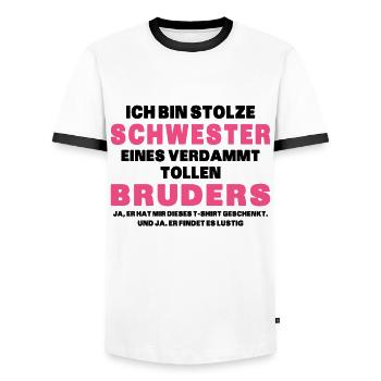 Ich Bin Stolze Schwester Eines Verdammt Tollen - Männer Kontrast-T-Shirt - Weiß/Schwarz - Vorne - AI Model Female 172 light (172cm) & AI Model Male 178 dark (178cm)