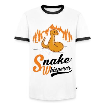 Snakes Whisperer Snake Lovers - Men's Ringer Shirt - white/black - Front - AI Model Female 172 light (172cm) & AI Model Male 178 dark (178cm)