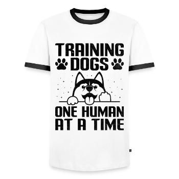 Dog Trainer Dog Training Training Dogs Pet Care Pr - Men's Ringer Shirt - white/black - Front - AI Model Female 172 light (172cm) & AI Model Male 178 dark (178cm)