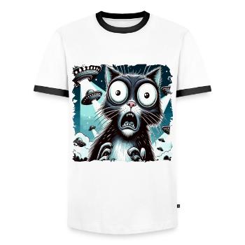 Lustiges Außerirdischer Alien Believe - Männer Kontrast-T-Shirt - Weiß/Schwarz - Vorne - AI Model Female 172 light (172cm) & AI Model Male 178 dark (178cm)