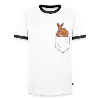 Känguru in Brusttasche Australien - Männer Kontrast-T-Shirt - Weiß/Schwarz - Vorne - AI Model Female 172 light (172cm) & AI Model Male 178 dark (178cm)