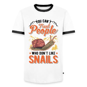 Snail Gift Vineyard Snail - Men's Ringer Shirt - white/black - Front - AI Model Female 172 light (172cm) & AI Model Male 178 dark (178cm)