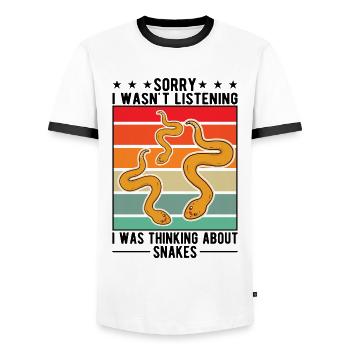 Snakes Owner Corn Snake Snake - Men's Ringer Shirt - white/black - Front - AI Model Female 172 light (172cm) & AI Model Male 178 dark (178cm)