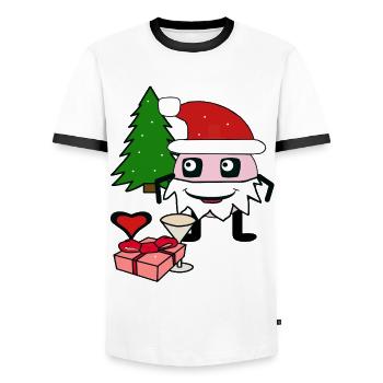 Noël Avent Saint-Nicolas Père Noël enfants - T-shirt contrasté Homme - blanc/noir - Devant - AI Model Female 172 light (172cm) & AI Model Male 178 dark (178cm)