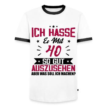 Ich hasse es mit 40 Geburtstag Gut Aussehen - Männer Kontrast-T-Shirt - Weiß/Schwarz - Vorne - AI Model Female 172 light (172cm) & AI Model Male 178 dark (178cm)
