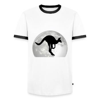 Kangaroo, Moon, Australia, Kangaroo - Men's Ringer Shirt - white/black - Front - AI Model Female 172 light (172cm) & AI Model Male 178 dark (178cm)