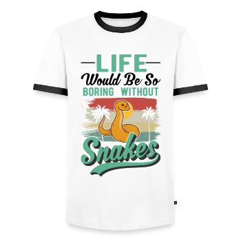 Snake Owner Snake Lover - Men's Ringer Shirt - white/black - Front - AI Model Female 172 light (172cm) & AI Model Male 178 dark (178cm)
