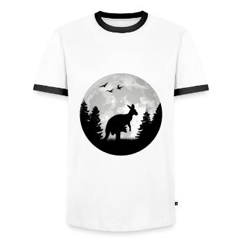 Kangaroo, Moon, Australia, Kangaroo - Men's Ringer Shirt - white/black - Front - AI Model Female 172 light (172cm) & AI Model Male 178 dark (178cm)