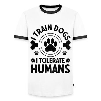 Dog Trainer Dog Training Training Dogs Pet Care Pr - Men's Ringer Shirt - white/black - Front - AI Model Female 172 light (172cm) & AI Model Male 178 dark (178cm)