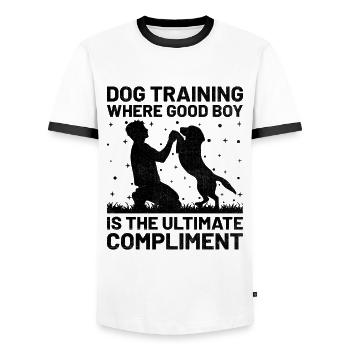 Dog Trainer Dog Training Training Dogs Pet Care Pr - Men's Ringer Shirt - white/black - Front - AI Model Female 172 light (172cm) & AI Model Male 178 dark (178cm)