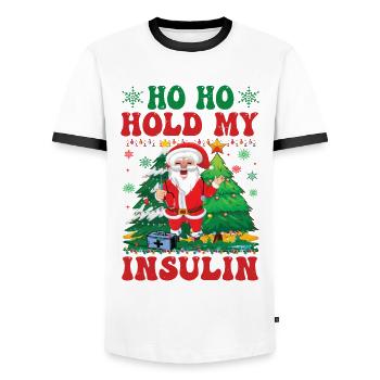 Ho ho hold my Insulin - Weihnachten Diabetes - Männer Kontrast-T-Shirt - Weiß/Schwarz - Vorne - AI Model Female 172 light (172cm) & AI Model Male 178 dark (178cm)