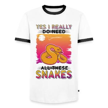 Snake Owners Snake Lovers - Men's Ringer Shirt - white/black - Front - AI Model Female 172 light (172cm) & AI Model Male 178 dark (178cm)