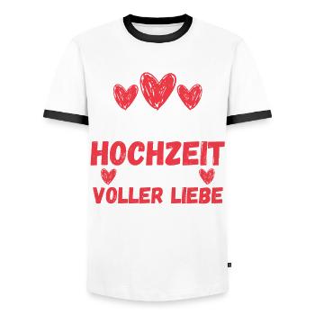Ehe Amberhochzeit 34 Jahre Verheiratet Hochzeitsta - Männer Kontrast-T-Shirt - Weiß/Schwarz - Vorne - AI Model Female 172 light (172cm) & AI Model Male 178 dark (178cm)