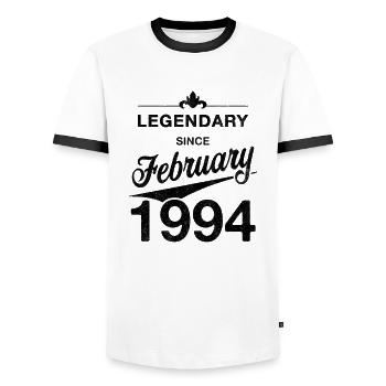 30th Birthday Legendary February 1994 Volume 94 - Men's Ringer Shirt - white/black - Front - AI Model Female 172 light (172cm) & AI Model Male 178 dark (178cm)