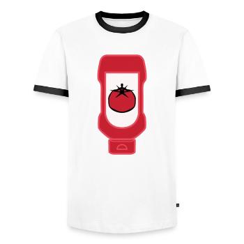 Tomato Ketchup Bottle - Männer Kontrast-T-Shirt - Weiß/Schwarz - Vorne - AI Model Female 172 light (172cm) & AI Model Male 178 dark (178cm)