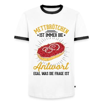 Mettbrötchen Mett Liebhaber Hackepeter - Männer Kontrast-T-Shirt - Weiß/Schwarz - Vorne - AI Model Female 172 light (172cm) & AI Model Male 178 dark (178cm)