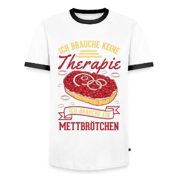 Mettbrötchen Therapie Mett Hackepeter - Männer Kontrast-T-Shirt - Weiß/Schwarz - Vorne - AI Model Female 172 light (172cm) & AI Model Male 178 dark (178cm)