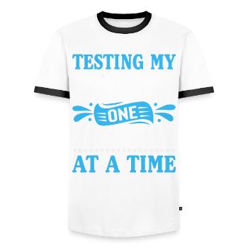 Tester ma patience une piqûre de doigt à la fois - T-shirt contrasté Homme - blanc/noir - Devant - AI Model Female 172 light (172cm) & AI Model Male 178 dark (178cm)