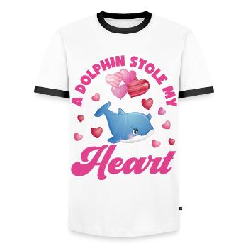 Dolphin Valentines Day A Dolphin - Männer Kontrast-T-Shirt - Weiß/Schwarz - Vorne - AI Model Female 172 light (172cm) & AI Model Male 178 dark (178cm)