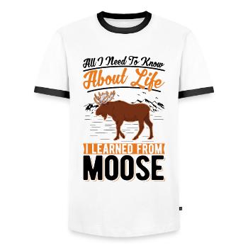 Moose Gift Moose Antlers Scandinavia - Men's Ringer Shirt - white/black - Front - AI Model Female 172 light (172cm) & AI Model Male 178 dark (178cm)