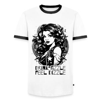 Classic Women's Advertising, Drink Sparkling - Men's Ringer Shirt - white/black - Front - AI Model Female 172 light (172cm) & AI Model Male 178 dark (178cm)