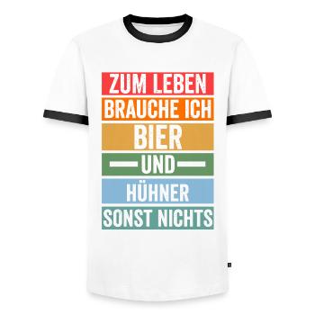 Bier Huhn Hühnerstall Bauernhof Bauer Landwirt Hüh - Männer Kontrast-T-Shirt - Weiß/Schwarz - Vorne - AI Model Female 172 light (172cm) & AI Model Male 178 dark (178cm)