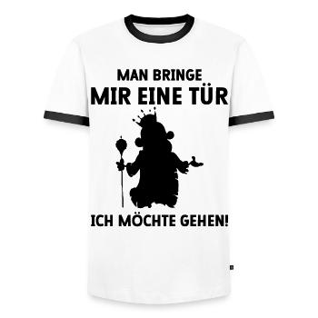 Man bringe mir eine Tür ich möchte gehen - Männer Kontrast-T-Shirt - Weiß/Schwarz - Vorne - AI Model Female 172 light (172cm) & AI Model Male 178 dark (178cm)