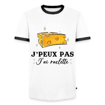 J'peux pas j'ai raclette - T-shirt contrasté Homme - blanc/noir - Devant - AI Model Female 172 light (172cm) & AI Model Male 178 dark (178cm)