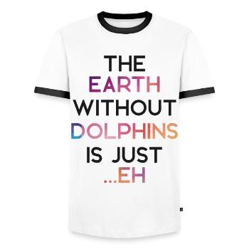 Dolphin The Earth Without Dolphins - Men's Ringer Shirt - white/black - Front - AI Model Female 172 light (172cm) & AI Model Male 178 dark (178cm)