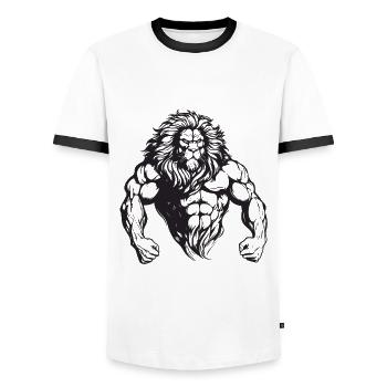Muscles Lion Musculation - T-shirt contrasté Homme - blanc/noir - Devant - AI Model Female 172 light (172cm) & AI Model Male 178 dark (178cm)
