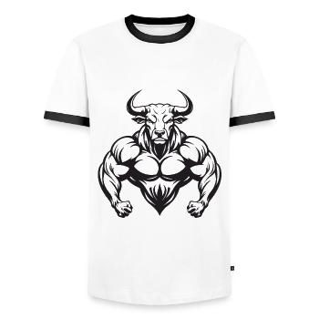 Bulle Stier Muskeln Workout Gym - Männer Kontrast-T-Shirt - Weiß/Schwarz - Vorne - AI Model Female 172 light (172cm) & AI Model Male 178 dark (178cm)