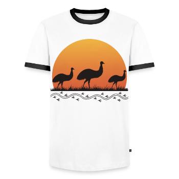 Aborigines - Männer Kontrast-T-Shirt - Weiß/Schwarz - Vorne - AI Model Female 172 light (172cm) & AI Model Male 178 dark (178cm)