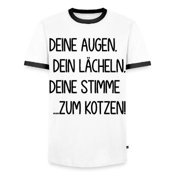 Deine Augen dein Lächeln deine Stimme zum Kotzen - Männer Kontrast-T-Shirt - Weiß/Schwarz - Vorne - AI Model Female 172 light (172cm) & AI Model Male 178 dark (178cm)