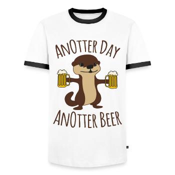 Beer and Otter - Männer Kontrast-T-Shirt - Weiß/Schwarz - Vorne - AI Model Female 172 light (172cm) & AI Model Male 178 dark (178cm)