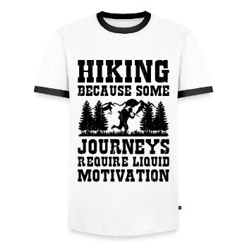 Randonnée Randonnée en plein air Alpinisme Trekking Natur - T-shirt contrasté Homme - blanc/noir - Devant - AI Model Female 172 light (172cm) & AI Model Male 178 dark (178cm)