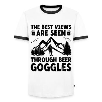 Randonnée Randonnée en plein air Alpinisme Trekking Natur - T-shirt contrasté Homme - blanc/noir - Devant - AI Model Female 172 light (172cm) & AI Model Male 178 dark (178cm)
