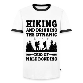 Randonnée Randonnée en plein air Alpinisme Trekking Natur - T-shirt contrasté Homme - blanc/noir - Devant - AI Model Female 172 light (172cm) & AI Model Male 178 dark (178cm)
