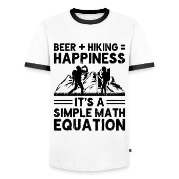 Randonnée Randonnée en plein air Alpinisme Trekking Natur - T-shirt contrasté Homme - blanc/noir - Devant - AI Model Female 172 light (172cm) & AI Model Male 178 dark (178cm)