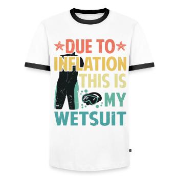 Due To Inflation - This Is My Wetsuit - Men's Ringer Shirt - white/black - Front - AI Model Female 172 light (172cm) & AI Model Male 178 dark (178cm)
