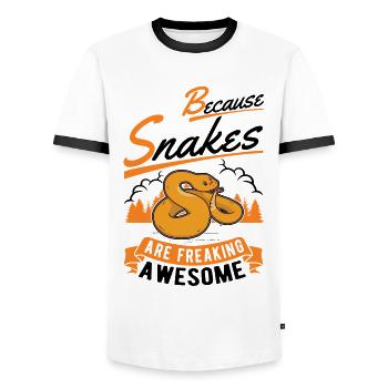 Propriétaires de serpents Amoureux des serpents - T-shirt contrasté Homme - blanc/noir - Devant - AI Model Female 172 light (172cm) & AI Model Male 178 dark (178cm)