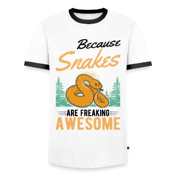 Propriétaires de serpents Amoureux des serpents - T-shirt contrasté Homme - blanc/noir - Devant - AI Model Female 172 light (172cm) & AI Model Male 178 dark (178cm)
