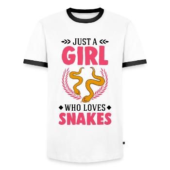 Serpents Filles Serpent des blés Serpent - T-shirt contrasté Homme - blanc/noir - Devant - AI Model Female 172 light (172cm) & AI Model Male 178 dark (178cm)