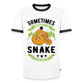 Snake Owner Corn Snake Snake - Men's Ringer Shirt - white/black - Front - AI Model Female 172 light (172cm) & AI Model Male 178 dark (178cm)