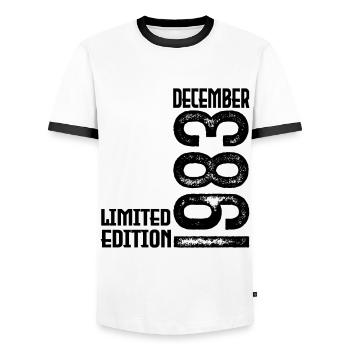 Geburtstagsgeschenk Dezember 1983. Dezember 1983. - Männer Kontrast-T-Shirt - Weiß/Schwarz - Vorne - AI Model Female 172 light (172cm) & AI Model Male 178 dark (178cm)