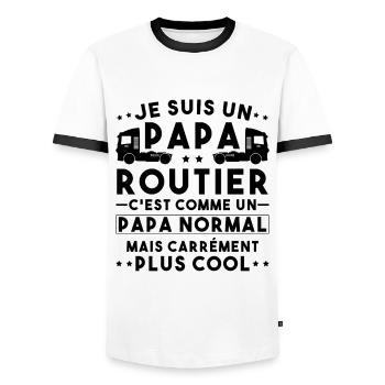 je suis un papa routier / humour papa routier - T-shirt contrasté Homme - blanc/noir - Devant - AI Model Female 172 light (172cm) & AI Model Male 178 dark (178cm)