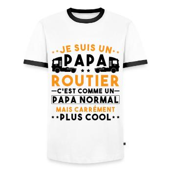 je suis un papa routier / humour papa routier - T-shirt contrasté Homme - blanc/noir - Devant - AI Model Female 172 light (172cm) & AI Model Male 178 dark (178cm)