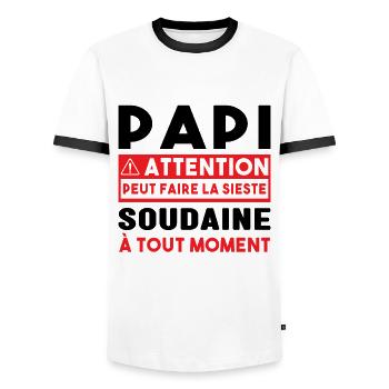 Papi Peut Faire La Sieste Soudaine Grand Pères - T-shirt contrasté Homme - blanc/noir - Devant - AI Model Female 172 light (172cm) & AI Model Male 178 dark (178cm)