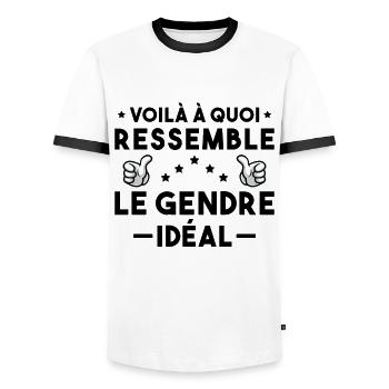 Voilà à quoi ressemble le gendre idéal - T-shirt contrasté Homme - blanc/noir - Devant - AI Model Female 172 light (172cm) & AI Model Male 178 dark (178cm)