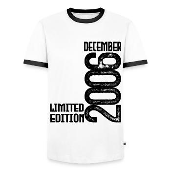 Birthday Gift December 2006. December 2006. - Men's Ringer Shirt - white/black - Front - AI Model Female 172 light (172cm) & AI Model Male 178 dark (178cm)