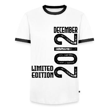 Birthday Gift December 2012. December 2012. - Men's Ringer Shirt - white/black - Front - AI Model Female 172 light (172cm) & AI Model Male 178 dark (178cm)
